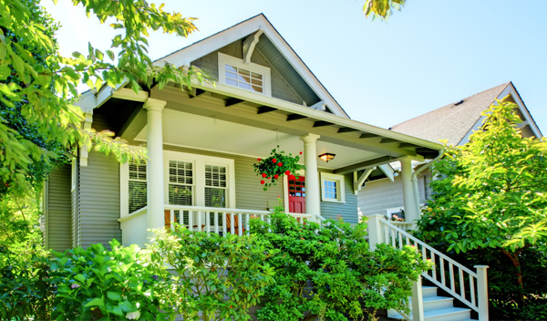 Early autumn with modern residential single family home